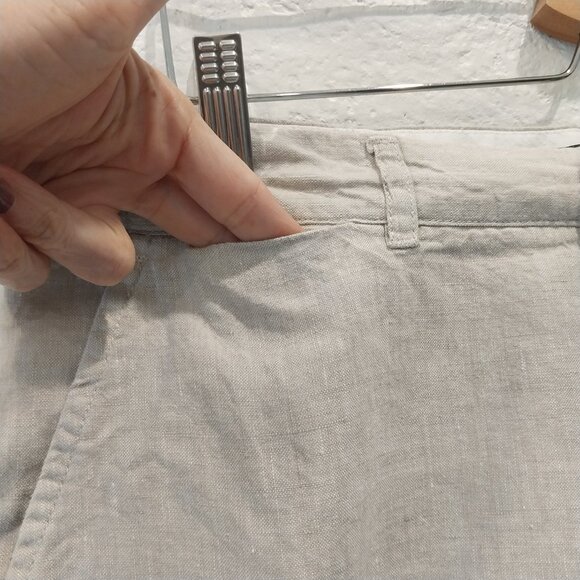 100% Linen Shorts Mens 34 (36) Beige Bermudas by Primark Flat Front 7.5" Inseam - Picture 3 of 10